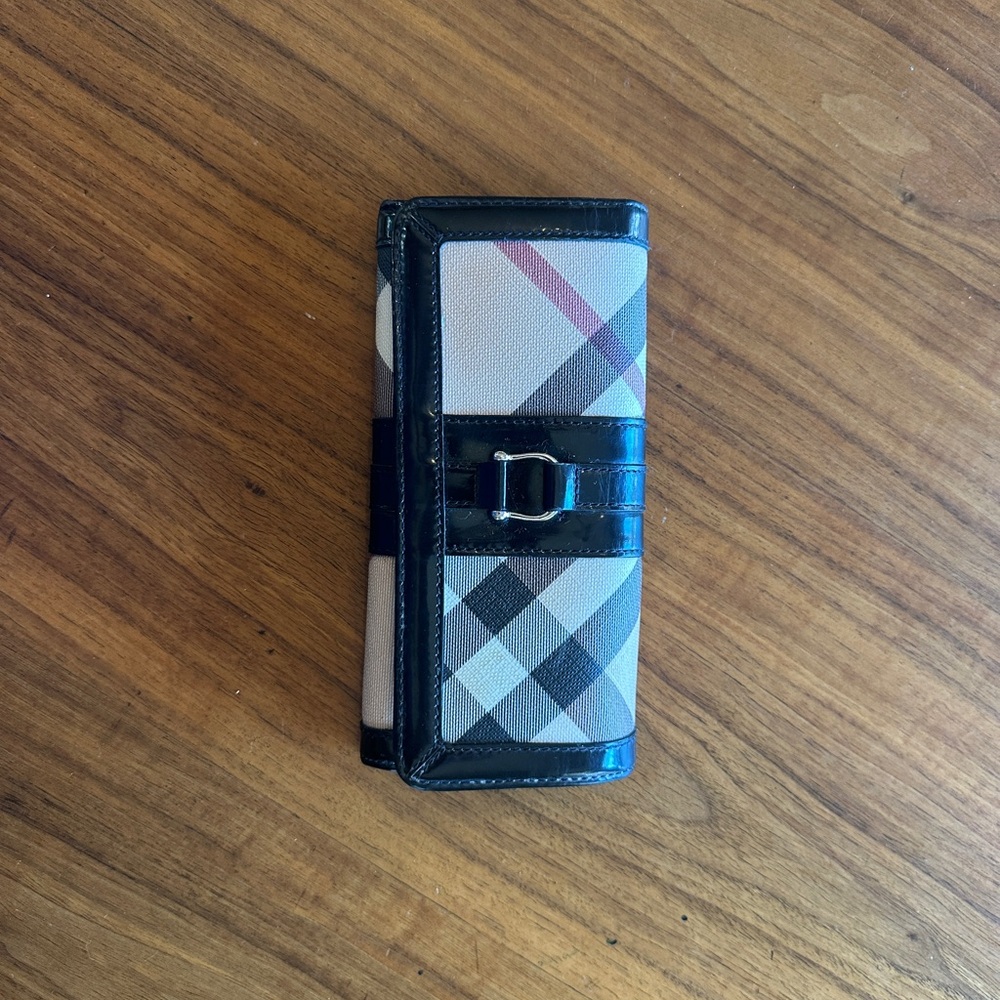 Burberry Plaid Wallet with Black Trim
